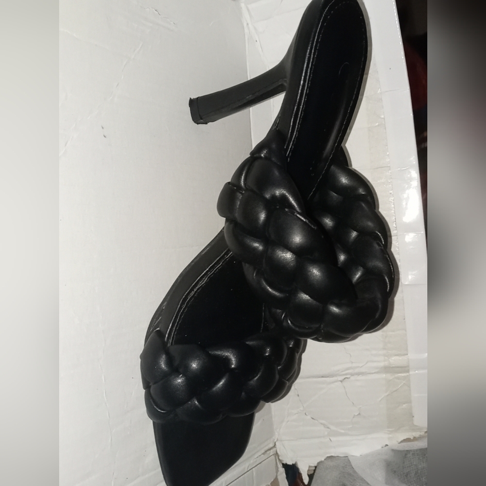 Black roped sandal heels